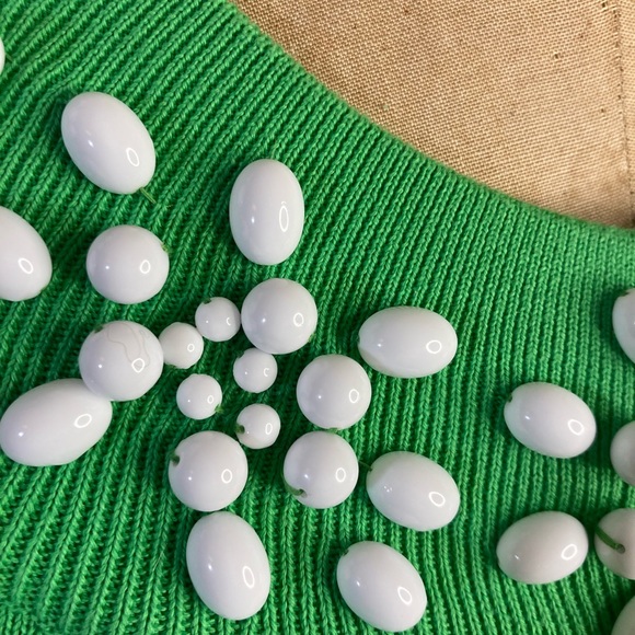 Pretty Lime Green Beaded Milly If New York Sweater - Picture 4 of 6